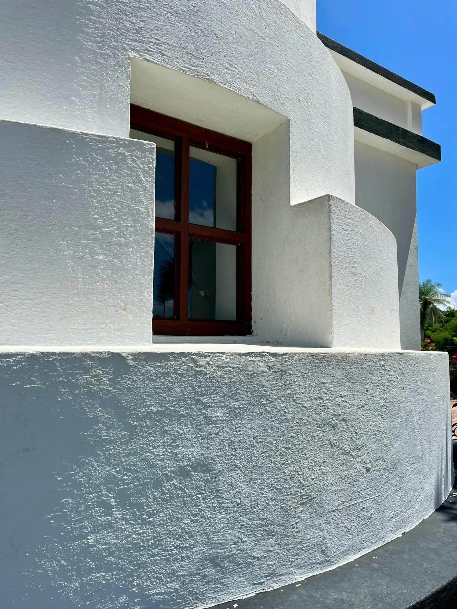Close-up of textured white render on a building